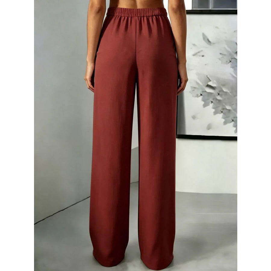 High-Waisted Pleated Wide-Leg Pants Apparel and Accessories