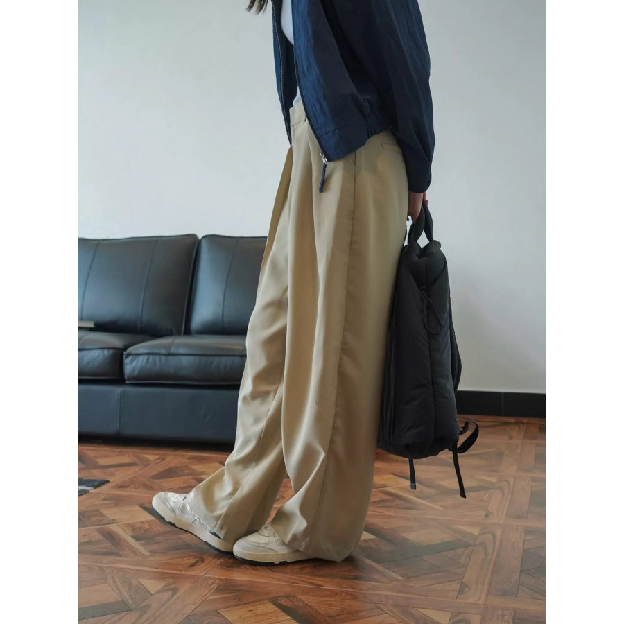 High-Waisted Pleated Wide-Leg Pants Apparel and Accessories