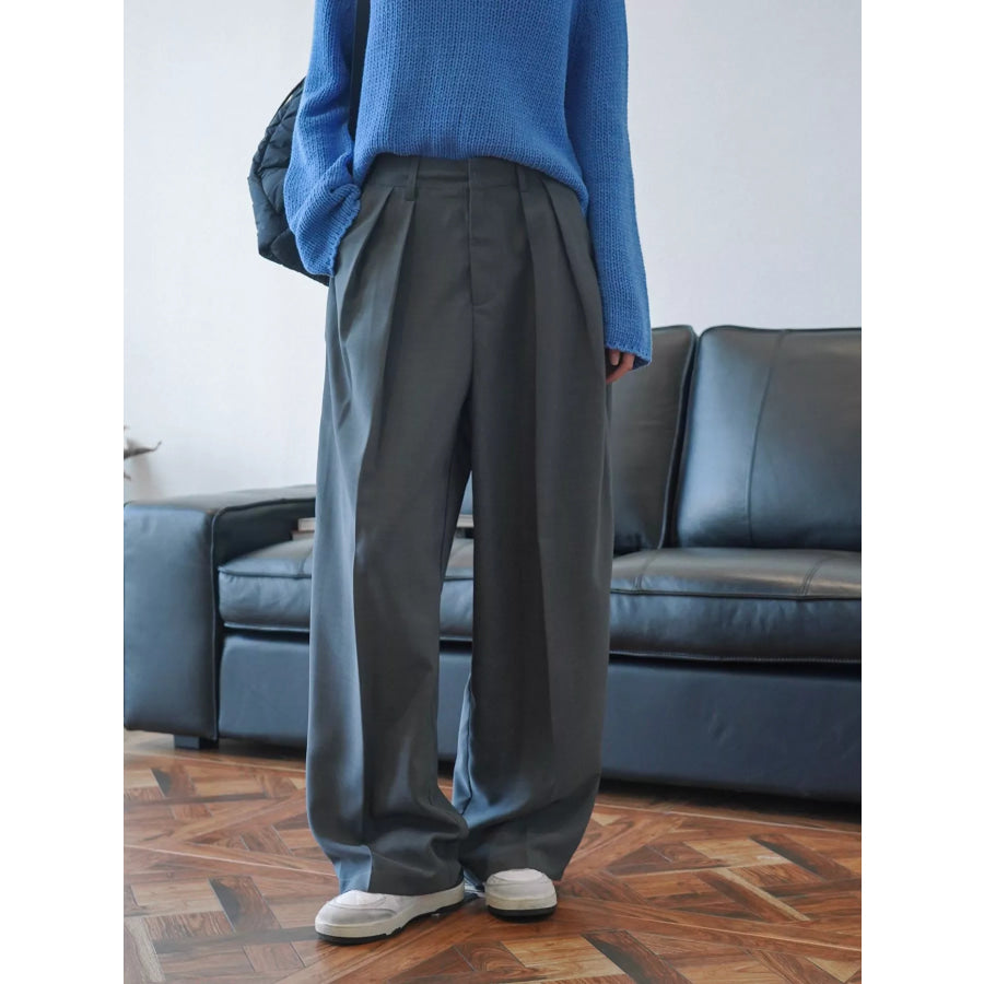 High-Waisted Pleated Wide-Leg Pants Apparel and Accessories