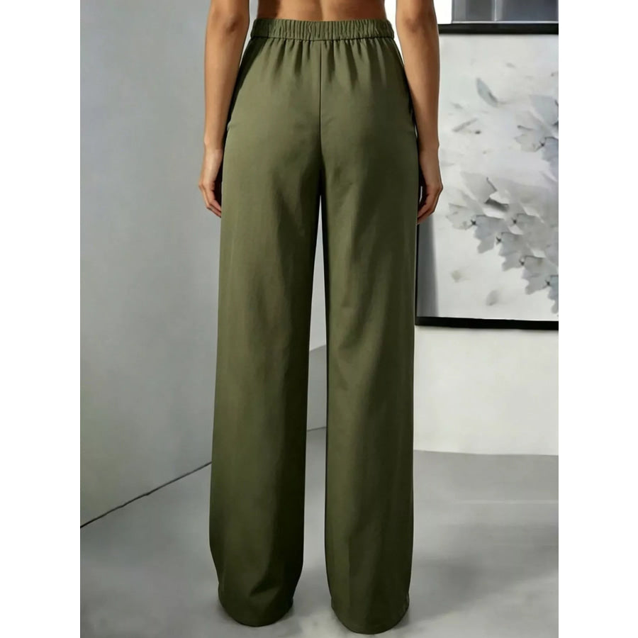 High-Waisted Pleated Wide-Leg Pants Apparel and Accessories