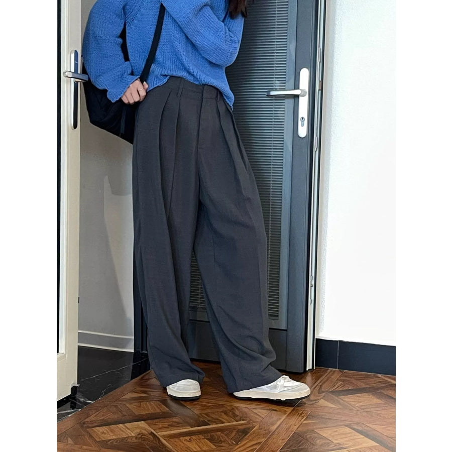 High-Waisted Pleated Wide-Leg Pants Apparel and Accessories