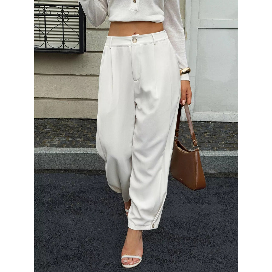 High-Waisted Pleated Wide-Leg Pants Apparel and Accessories