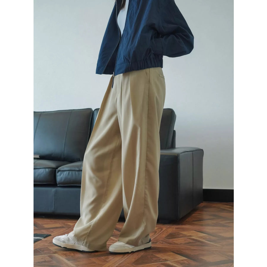 High-Waisted Pleated Wide-Leg Pants Apparel and Accessories