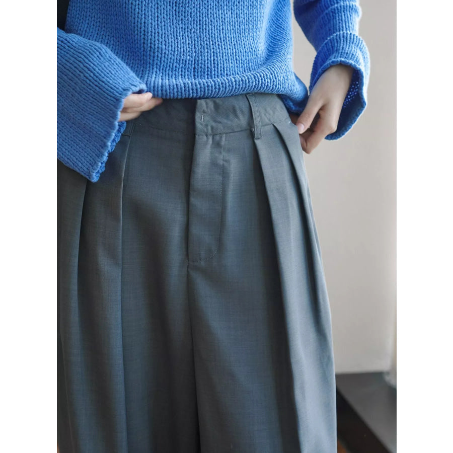 High-Waisted Pleated Wide-Leg Pants Apparel and Accessories