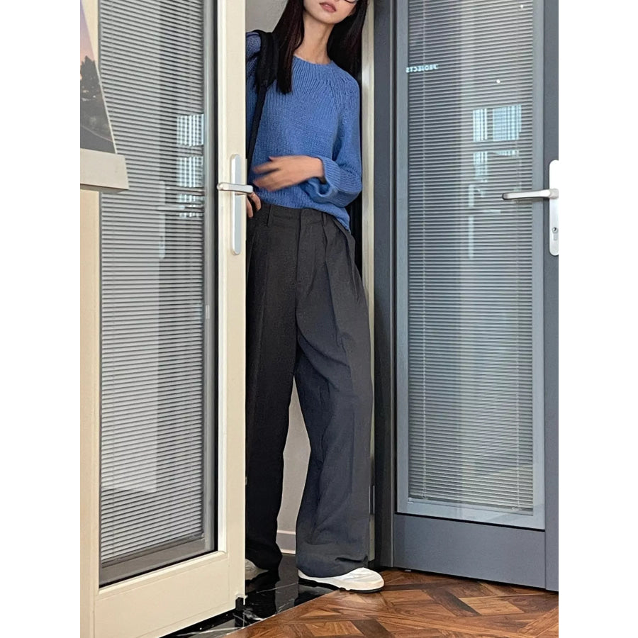 High-Waisted Pleated Wide-Leg Pants Apparel and Accessories