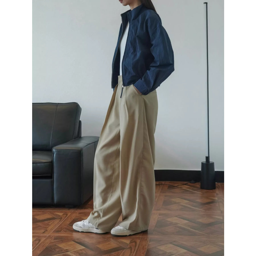 High-Waisted Pleated Wide-Leg Pants Apparel and Accessories
