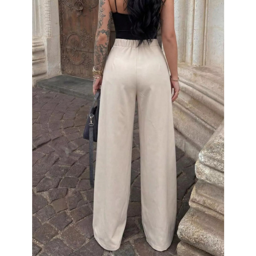 High-Waisted Pleated Wide Leg Pants Apparel and Accessories