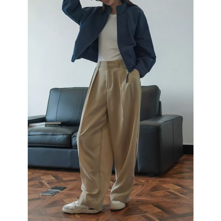 High-Waisted Pleated Wide-Leg Pants Apparel and Accessories