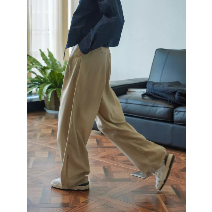 High-Waisted Pleated Wide-Leg Pants Apparel and Accessories