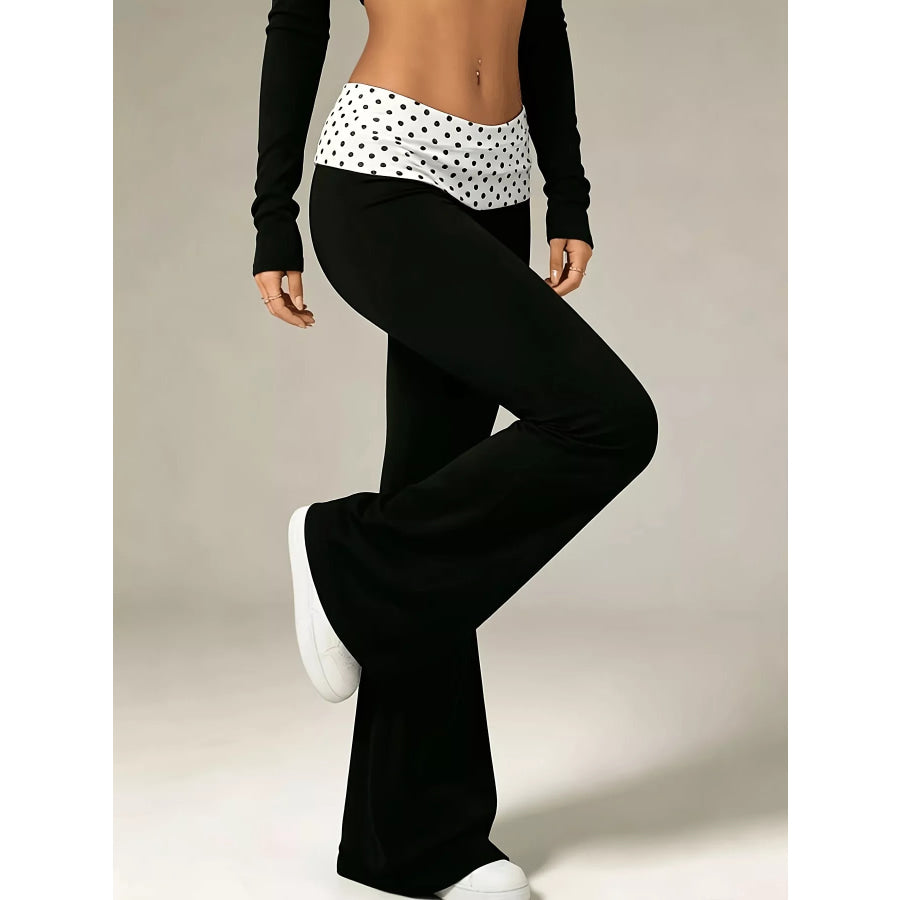 High-Waisted Polka Dot Flare Pants Apparel and Accessories