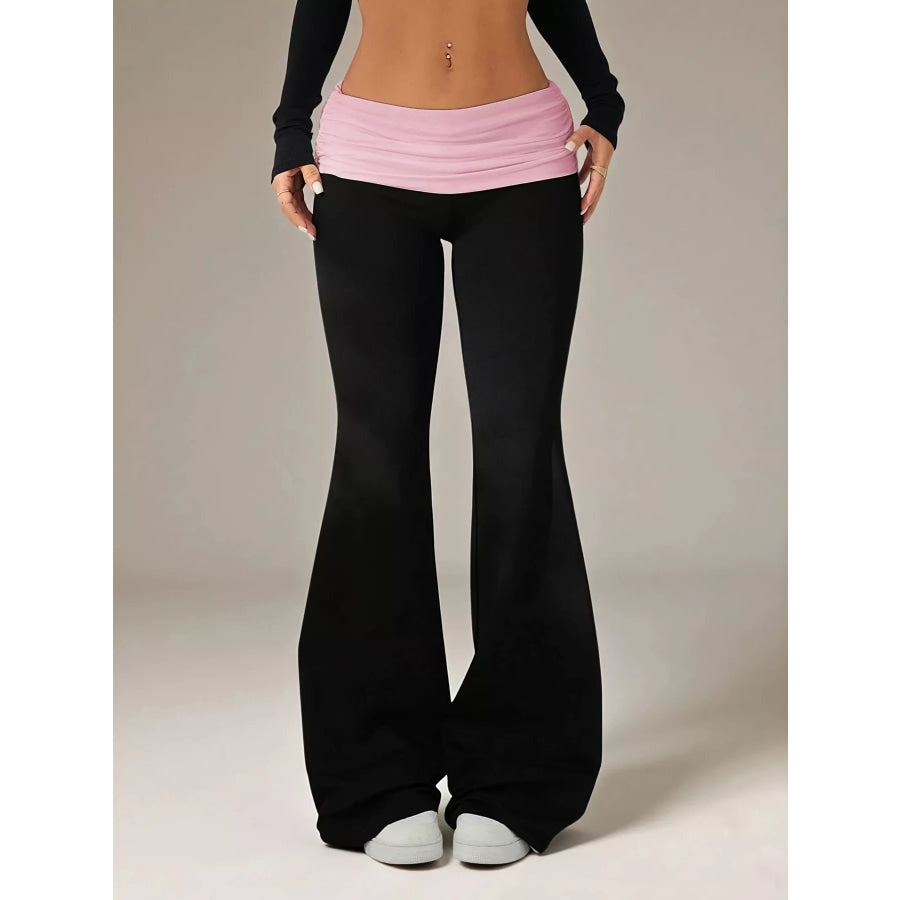 High-Waisted Polka Dot Flare Pants Pink / XS Apparel and Accessories