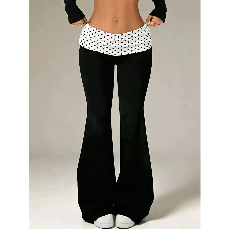 High-Waisted Polka Dot Flare Pants White / XS Apparel and Accessories