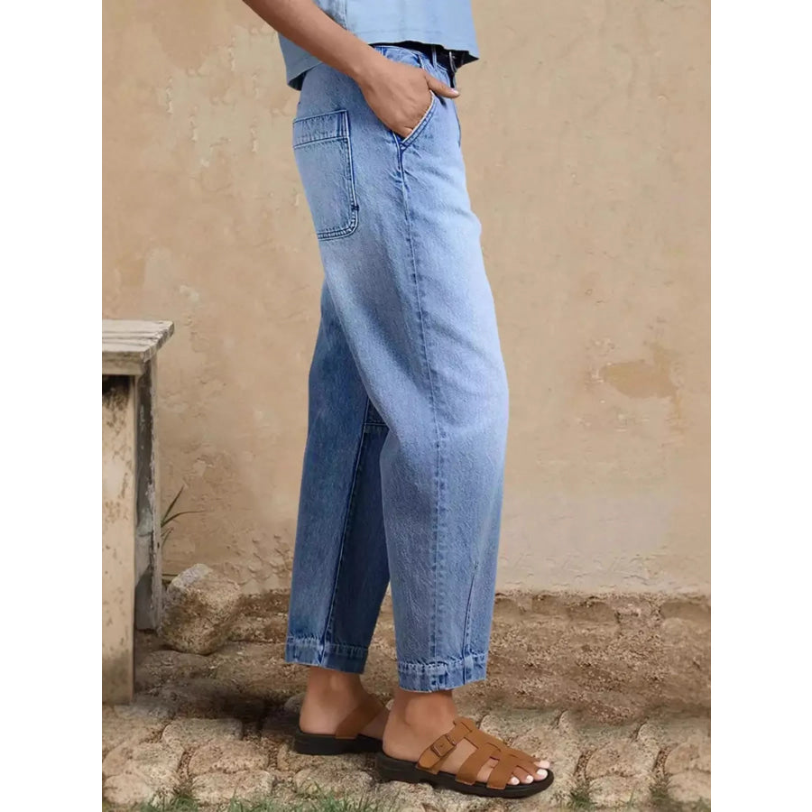 High-Waisted Relaxed Fit Jeans Apparel and Accessories