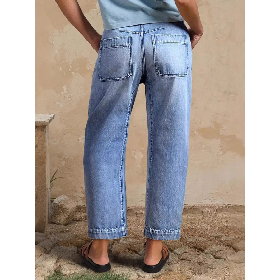 High-Waisted Relaxed Fit Jeans Apparel and Accessories