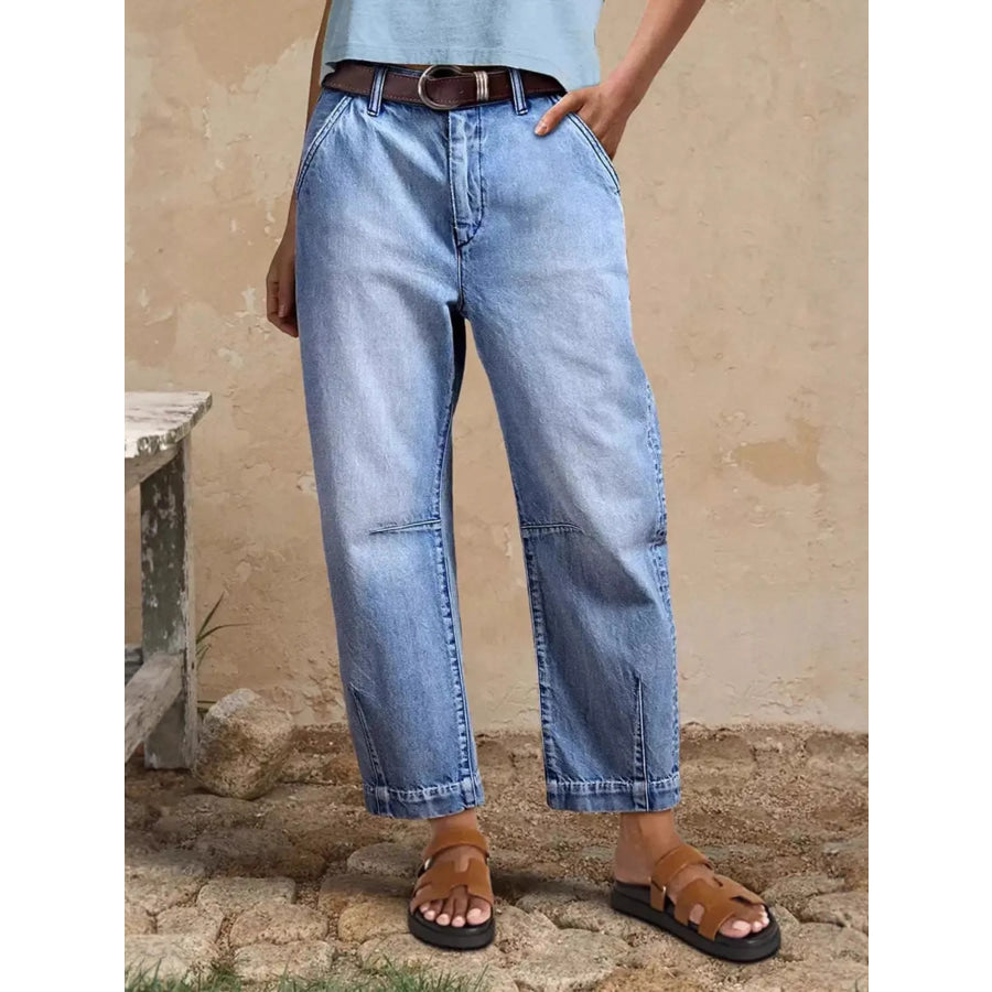 High-Waisted Relaxed Fit Jeans Light Blue / S Apparel and Accessories