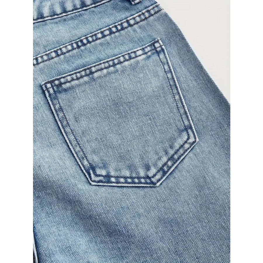 High-Waisted Rhinestone Wide-Leg Jeans Apparel and Accessories