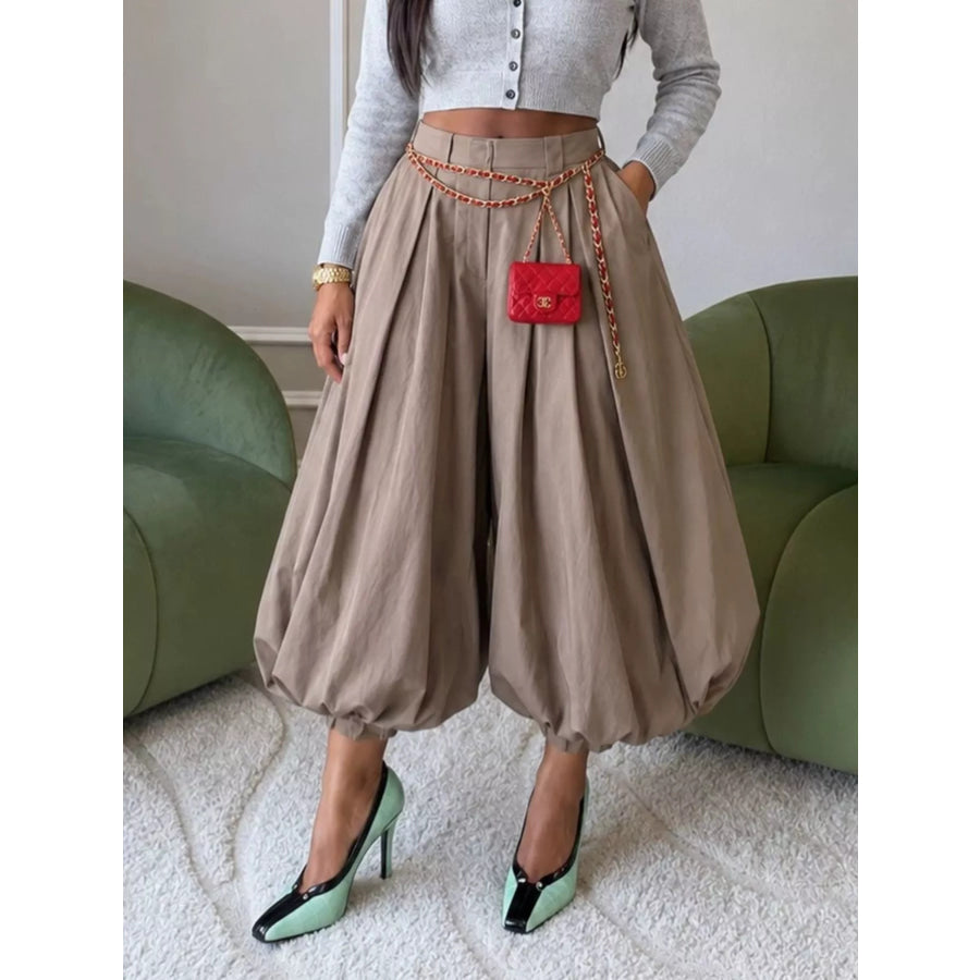 High-Waisted Ruched Balloon Pants Apparel and Accessories