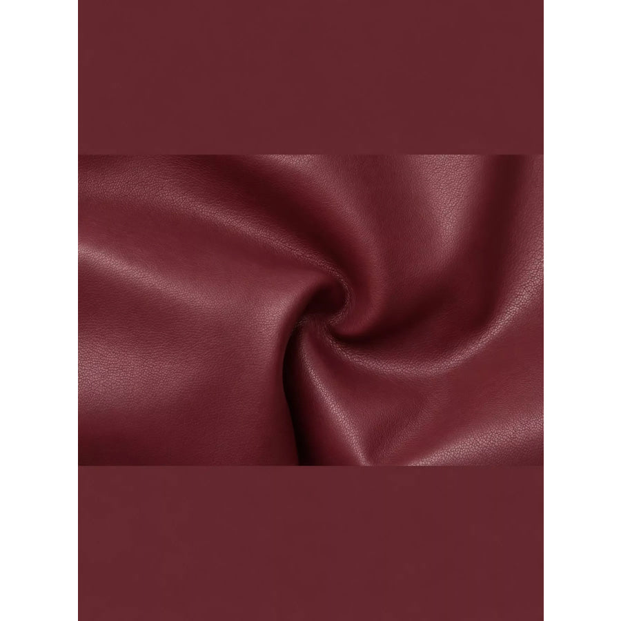 High-Waisted Ruched Faux Leather Skort Apparel and Accessories