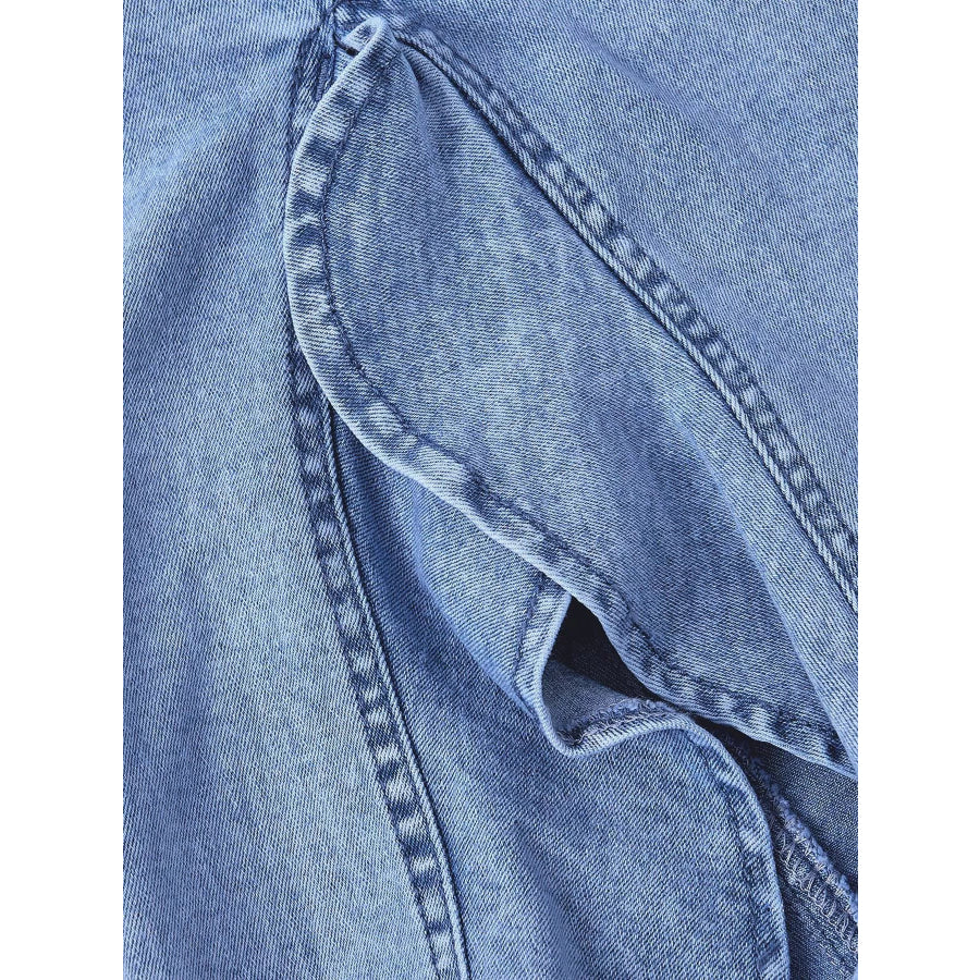 High-Waisted Ruffled Mermaid Denim Skirt
