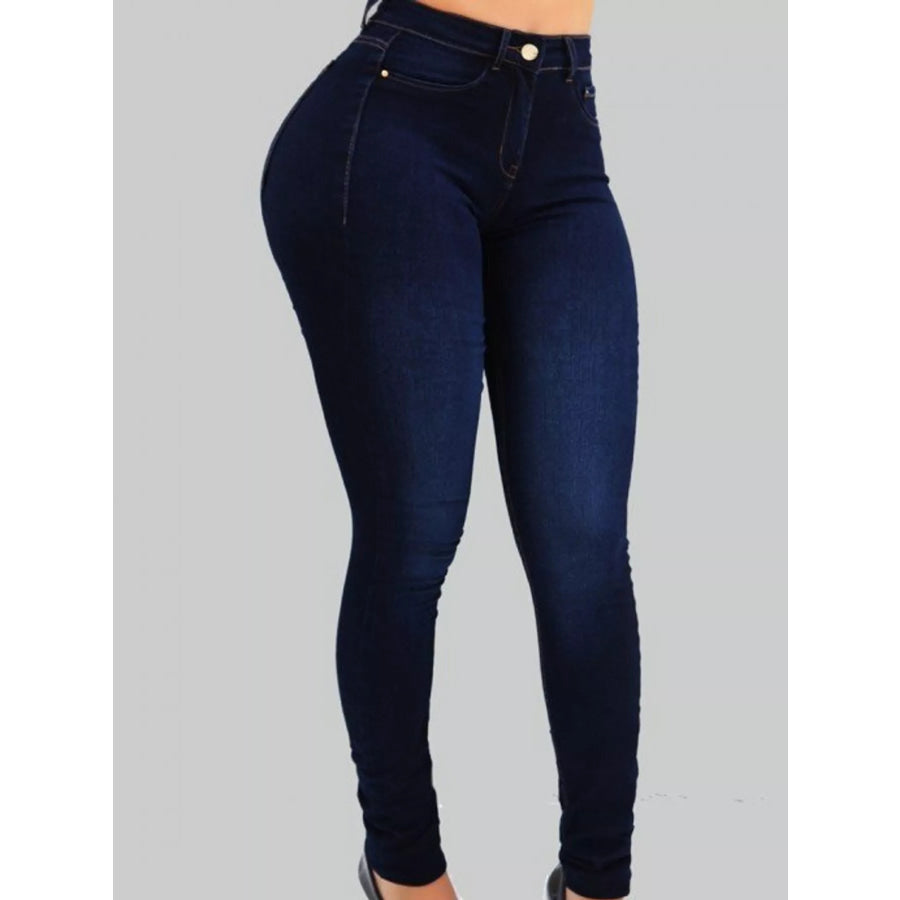 High-Waisted Sculpting Skinny Jeans Dark Blue / S Apparel and Accessories