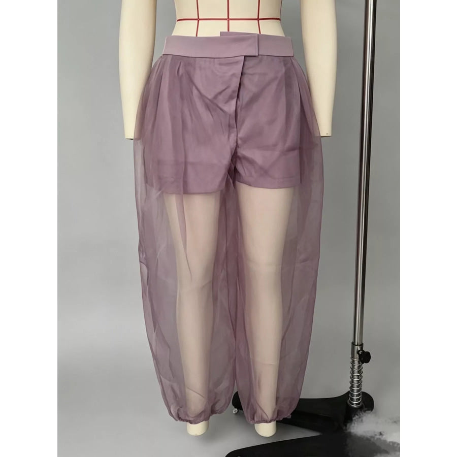 High-Waisted Sheer Tulle Balloon Pants Apparel and Accessories