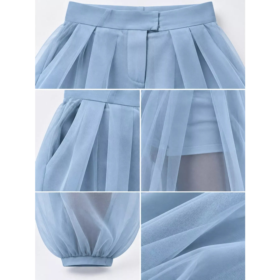 High-Waisted Sheer Tulle Balloon Pants Apparel and Accessories