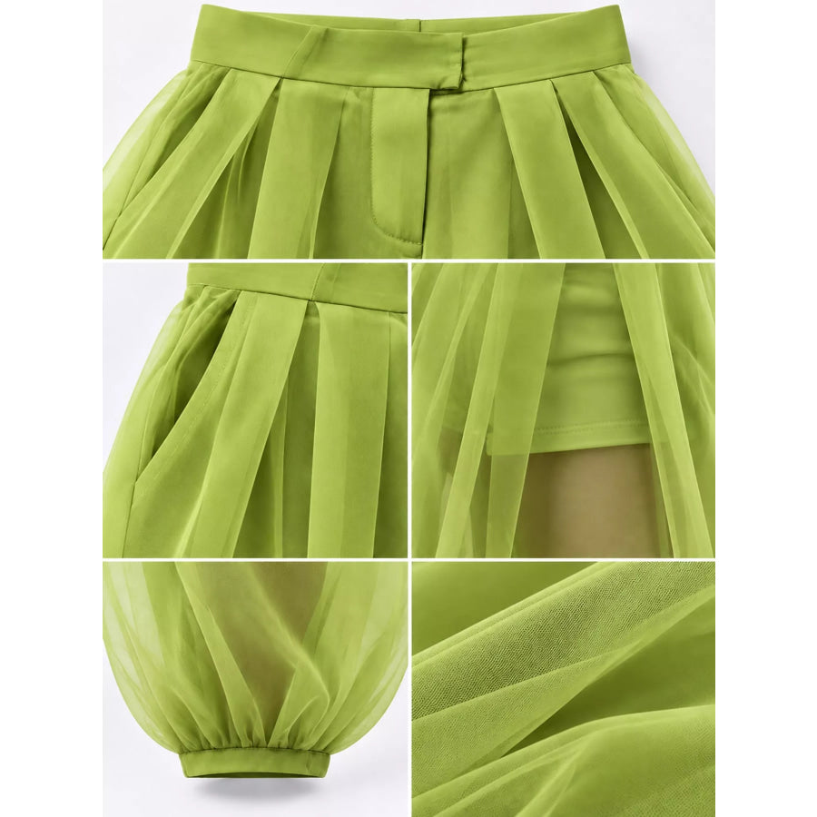 High-Waisted Sheer Tulle Balloon Pants Apparel and Accessories