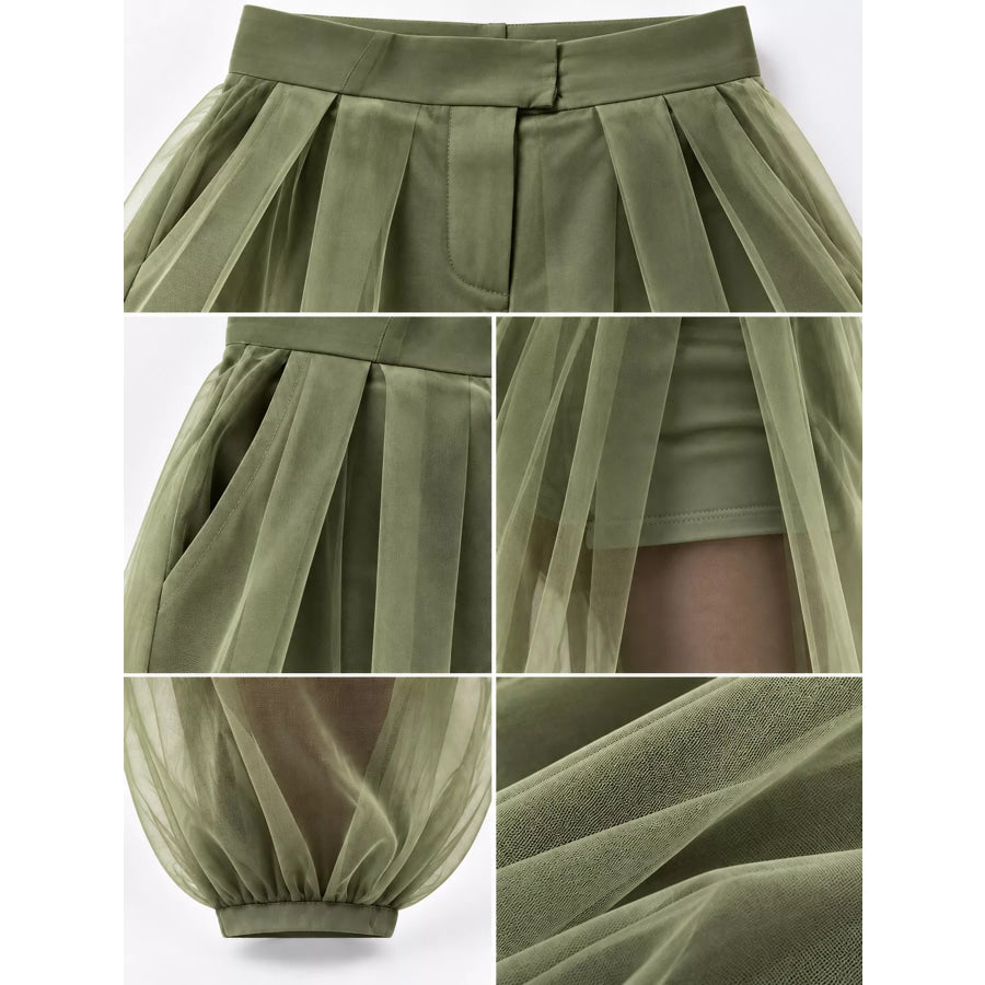 High-Waisted Sheer Tulle Balloon Pants Apparel and Accessories