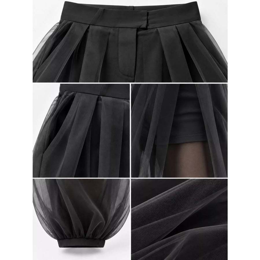 High-Waisted Sheer Tulle Balloon Pants Apparel and Accessories