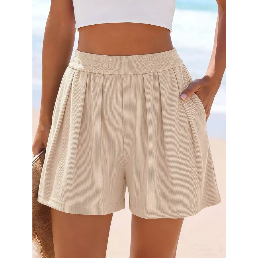 High-Waisted Shorts Beige / S Apparel and Accessories