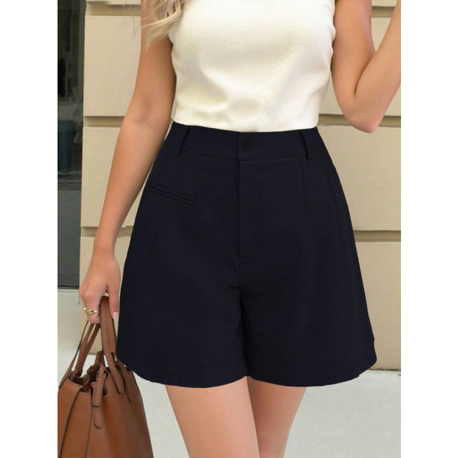 High-Waisted Shorts Navy Blue / S Apparel and Accessories