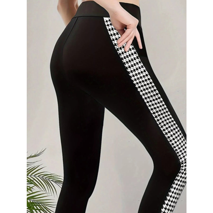 High-Waisted Side Houndstooth Active Leggings Apparel and Accessories