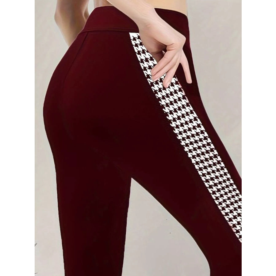 High-Waisted Side Houndstooth Active Leggings Apparel and Accessories