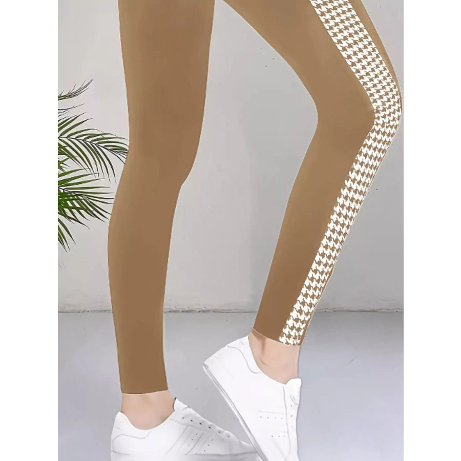 High-Waisted Side Houndstooth Active Leggings Apparel and Accessories