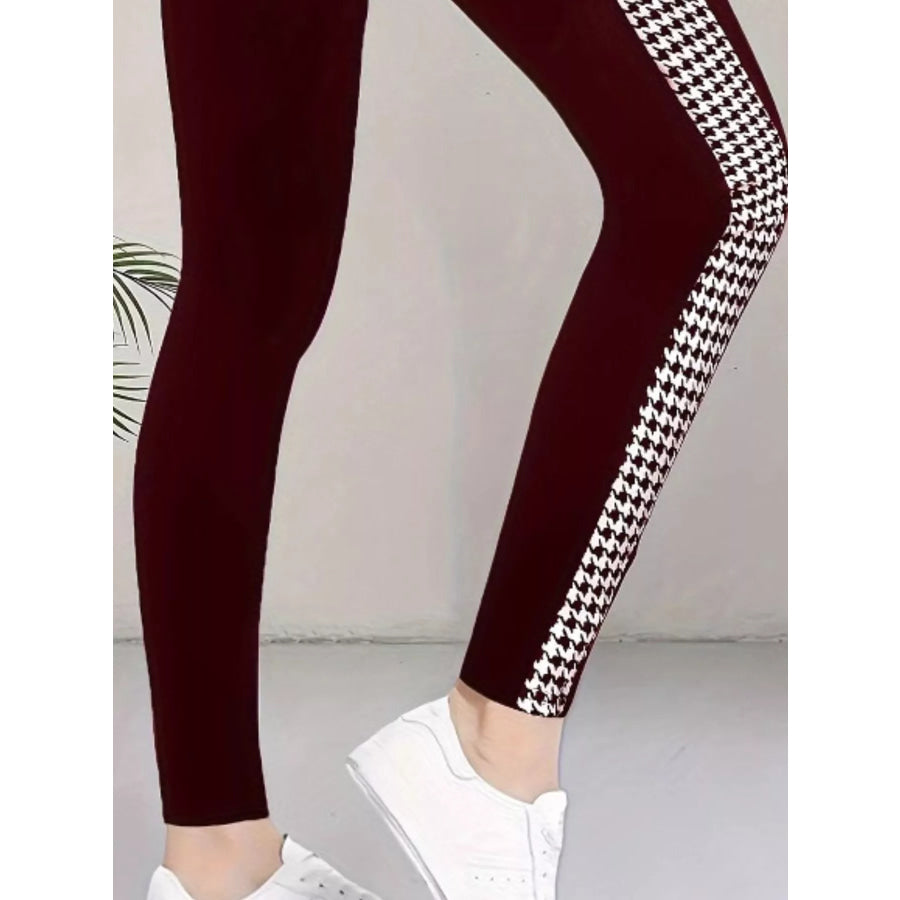 High-Waisted Side Houndstooth Active Leggings Apparel and Accessories
