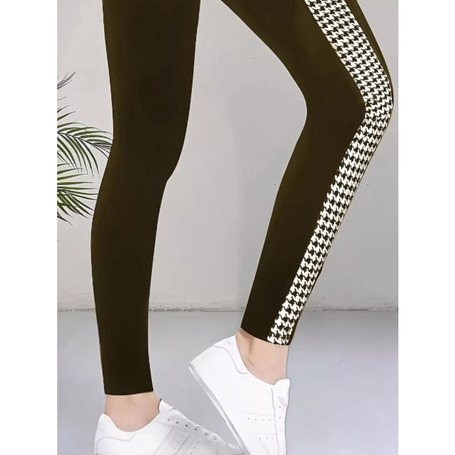High-Waisted Side Houndstooth Active Leggings Apparel and Accessories