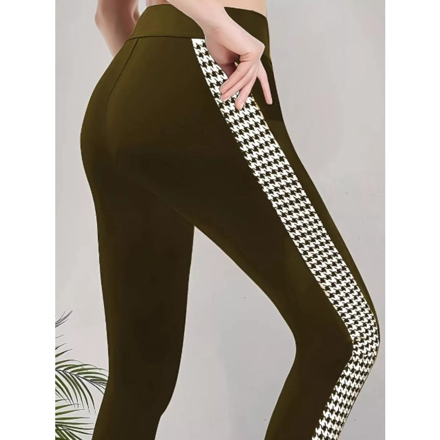 High-Waisted Side Houndstooth Active Leggings Apparel and Accessories