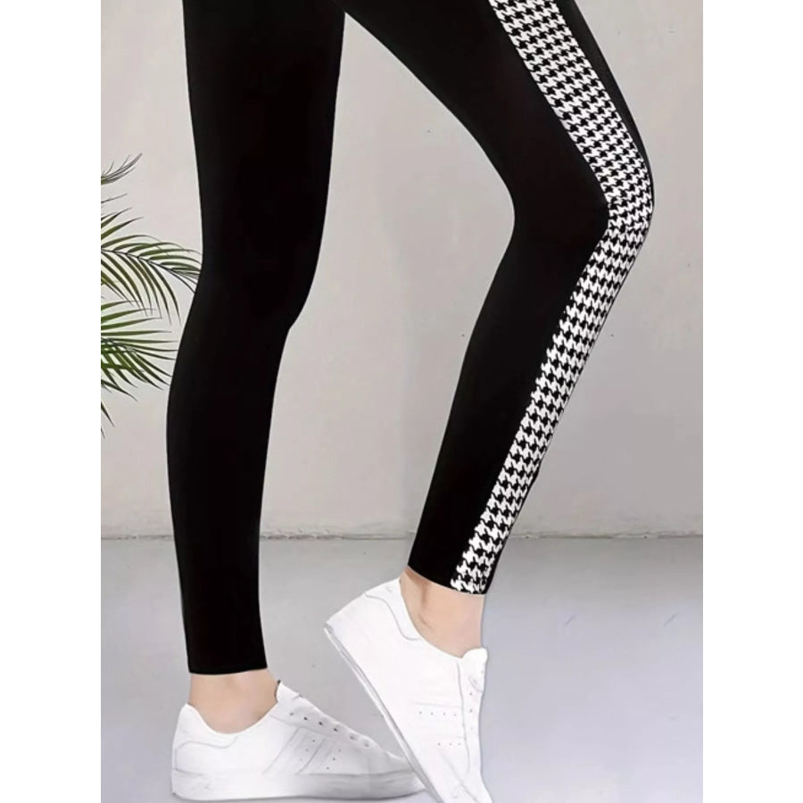 High-Waisted Side Houndstooth Active Leggings Apparel and Accessories