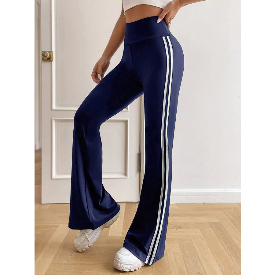 High-Waisted Side-Striped Flare Active Pants Apparel and Accessories
