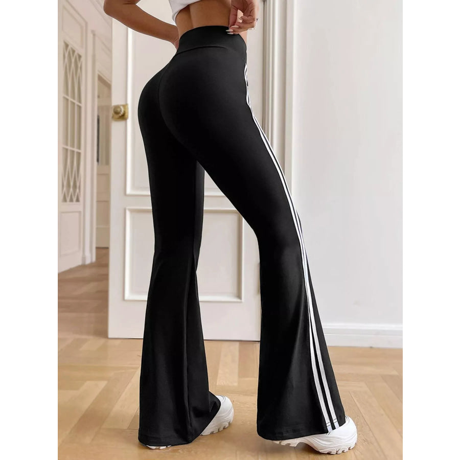 High-Waisted Side-Striped Flare Active Pants Apparel and Accessories