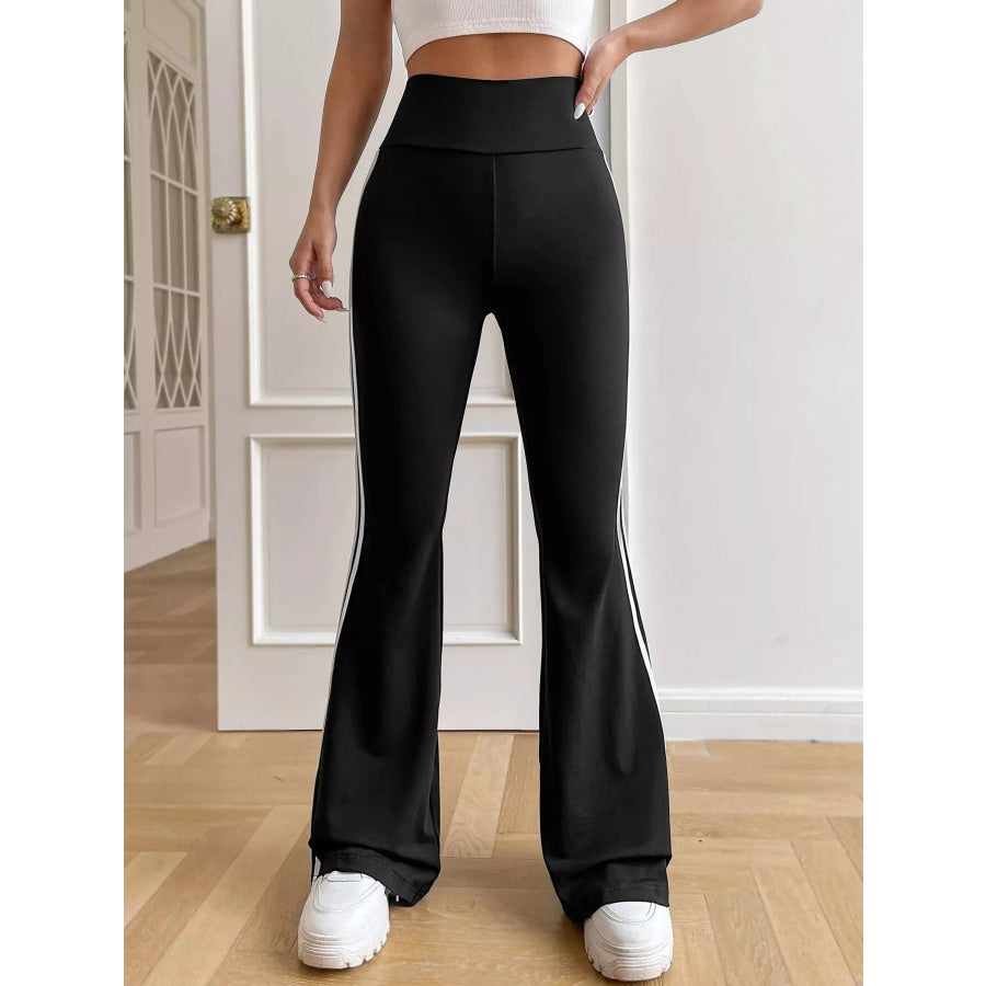 High-Waisted Side-Striped Flare Active Pants Apparel and Accessories