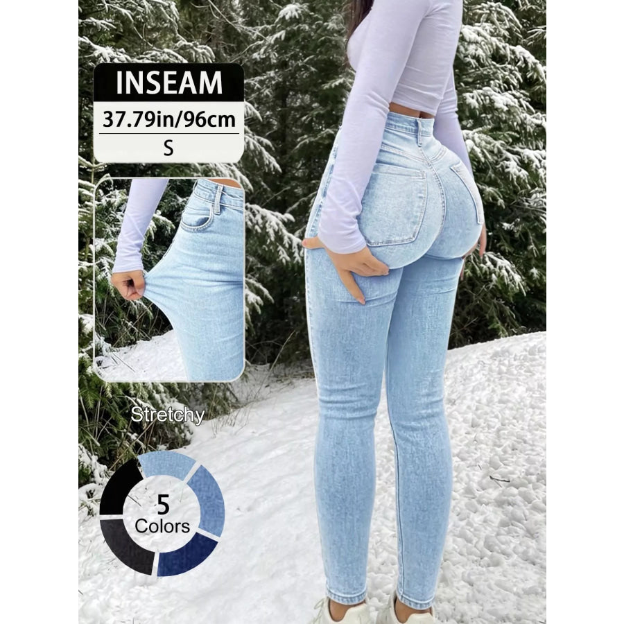 High-Waisted Skinny Jeans Apparel and Accessories