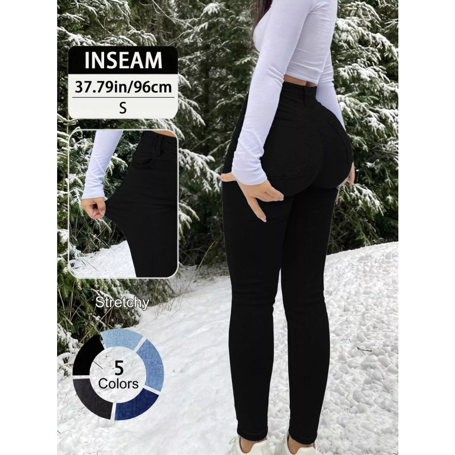 High-Waisted Skinny Jeans Black / XS Apparel and Accessories