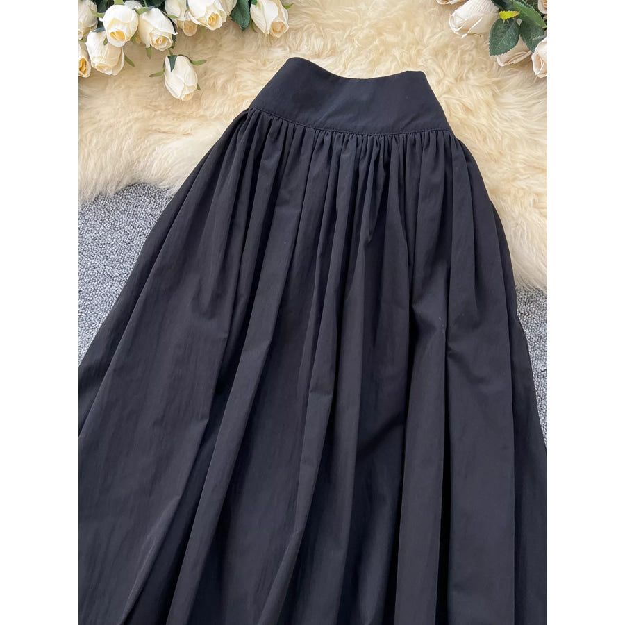 High-Waisted Skirt with Pockets Apparel and Accessories