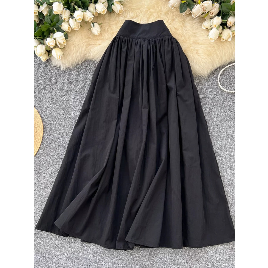 High-Waisted Skirt with Pockets Black / S Apparel and Accessories
