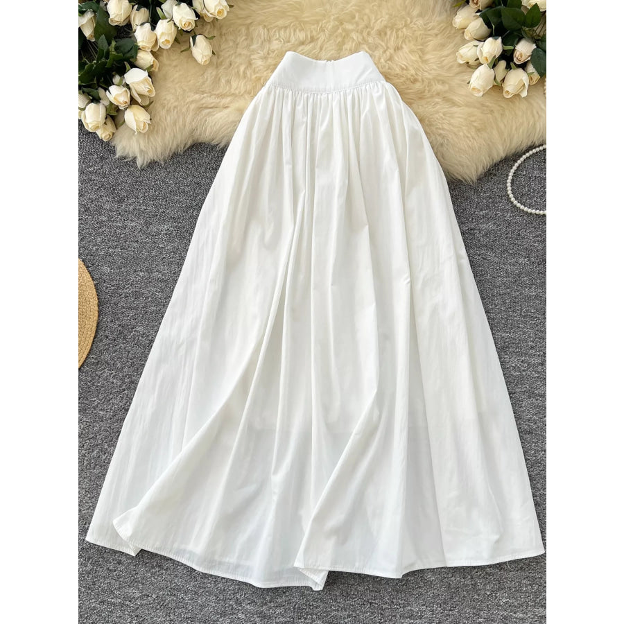 High-Waisted Skirt with Pockets White / S Apparel and Accessories