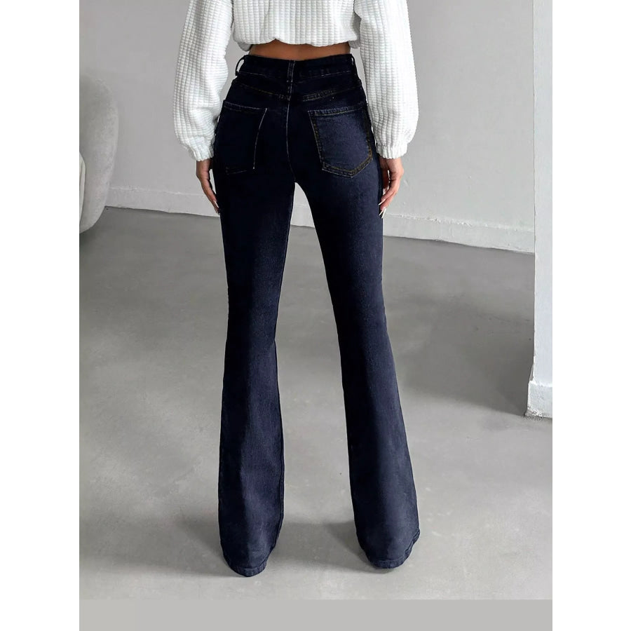 High-Waisted Slim-Fit Flared Jeans Apparel and Accessories