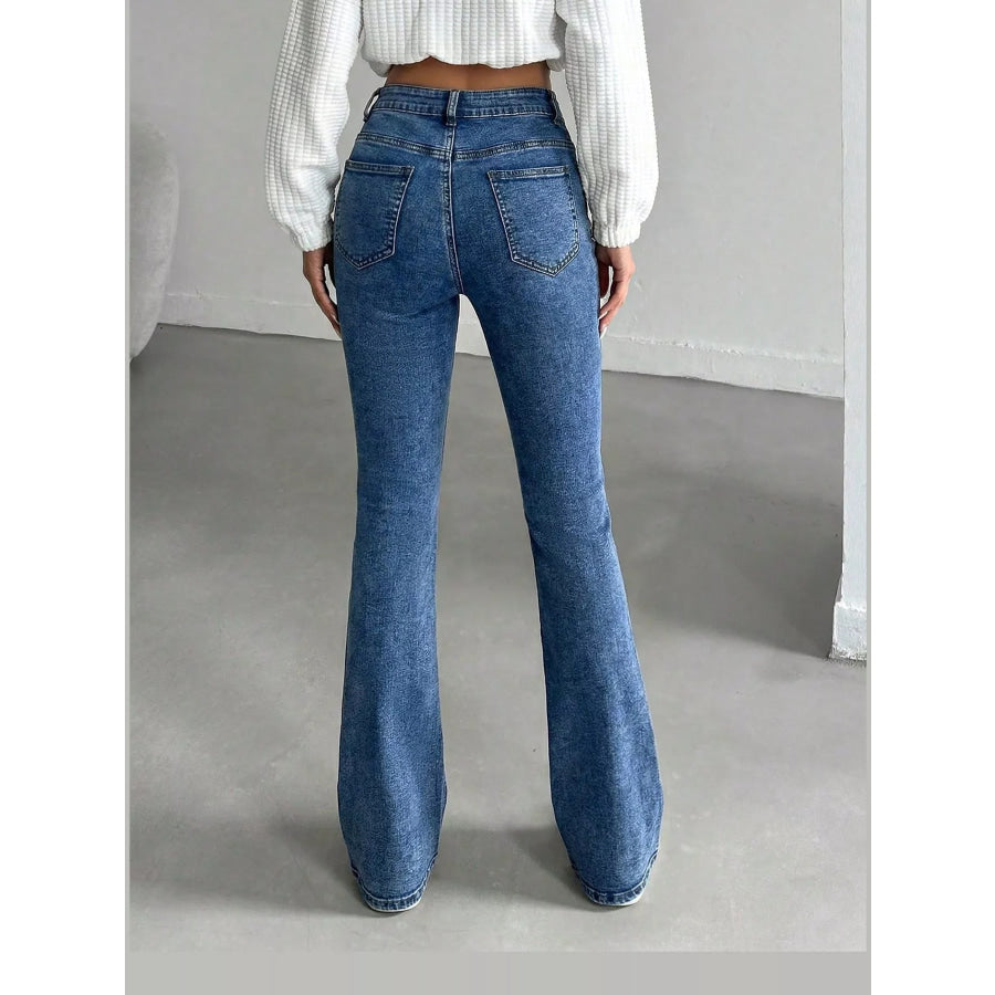 High-Waisted Slim-Fit Flared Jeans Apparel and Accessories