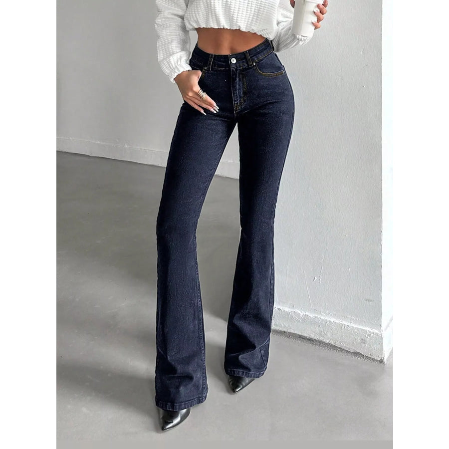 High-Waisted Slim-Fit Flared Jeans Apparel and Accessories