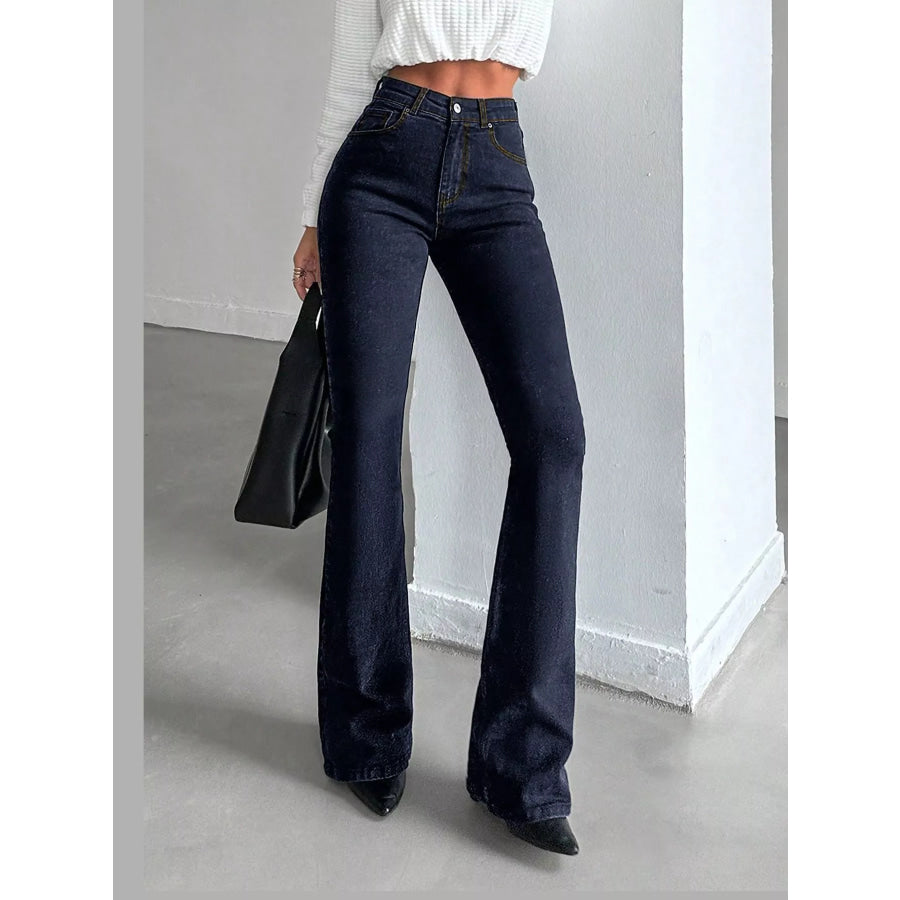 High-Waisted Slim-Fit Flared Jeans Apparel and Accessories